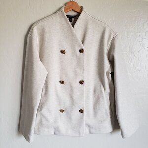 Banana Republic Melton Double Breasted Jacket Heather Oatmeal Women's XS Preppy